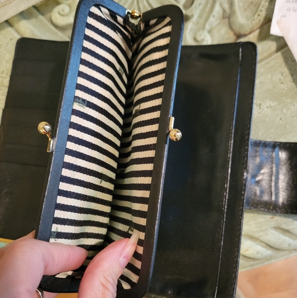 L.A.M.B. Gwen Stefani Leather Wallet Velour Center Stripe Designer Luxury #44 - Picture 14 of 17